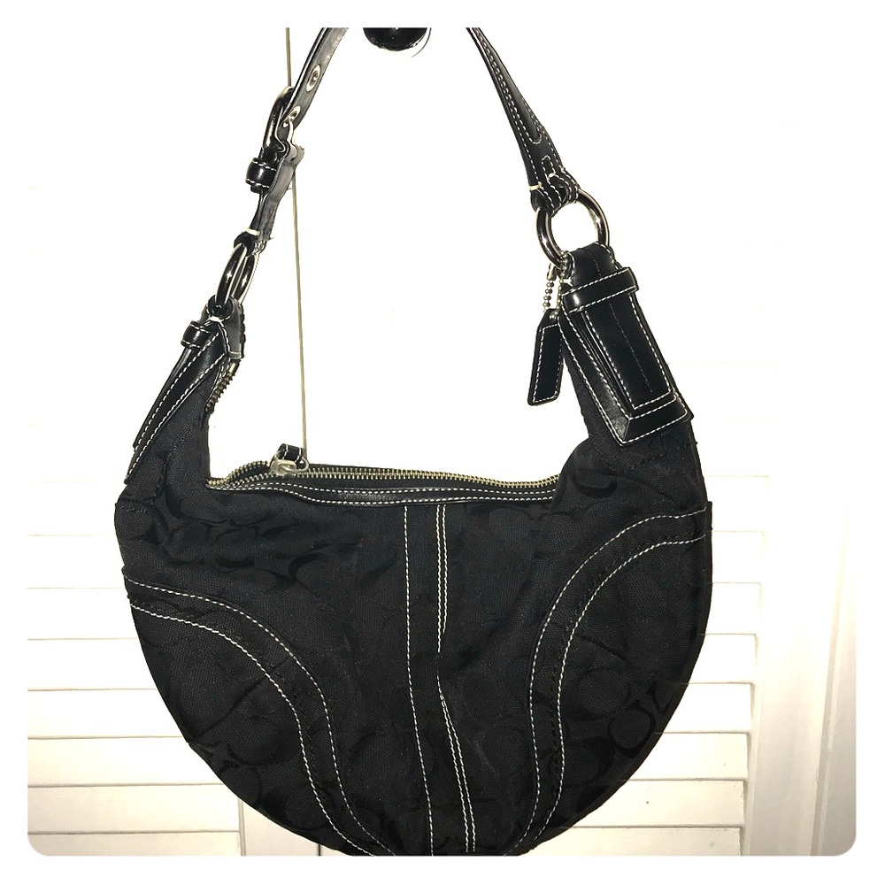 Coach Signature Black Jacquard mini Hobo